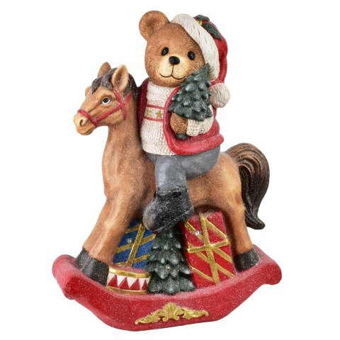 SANTA LILA Figura Miś na koniku LED 37,5x19x52,5cm