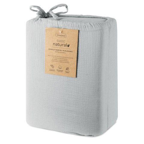 KOMPLET POŚCIELI MUSLIN 220 X 200 CM SREBRNY