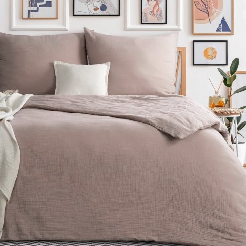 KOMPLET POŚCIELI MUSLIN 220 X 200 CM PUDROWY
