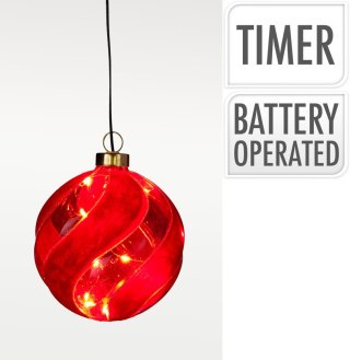 OZDOBA WISZĄCA KULA Z MIGOCZĄCYMI DIODAMI LED 12 CM