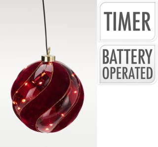 OZDOBA WISZĄCA KULA Z MIGOCZĄCYMI DIODAMI LED 14 CM