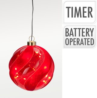 OZDOBA WISZĄCA KULA Z MIGOCZĄCYMI DIODAMI LED 14 CM
