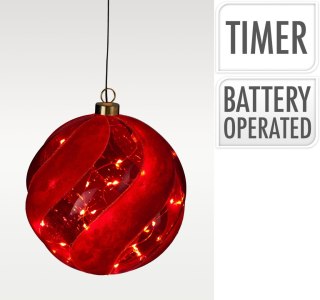 OZDOBA WISZĄCA KULA Z MIGOCZĄCYMI DIODAMI LED 18 CM