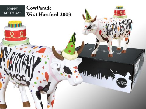 CowParade West Hartford 2003, Happy Birthday, autor: Juan Andreu & Mike Dowdall.