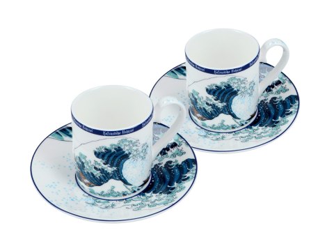 Kpl. 2 filiżanek espresso - Hokusai Katsushika, Wielka fala w Kanagawie (CARMANI)