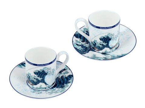 Kpl. 2 filiżanek espresso - Hokusai Katsushika, Wielka fala w Kanagawie (CARMANI)