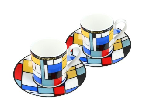 Kpl. 2 filiżanek espresso - P. Mondrian, Composition A (CARMANI)