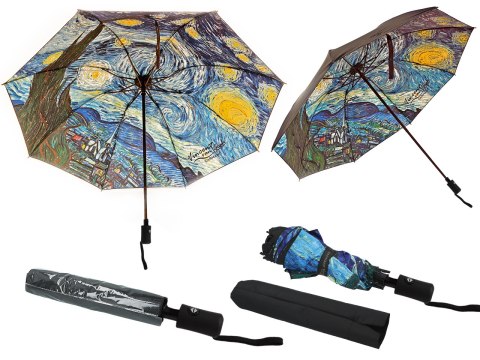 Parasol automatyczny, składany - V. van Gogh, Gwiaździsta Noc (dekoracja pod spodem) (CARMANI)